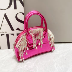 One-shoulder Crossbody Glossy Diamond Tassel Handbags - Fashionner