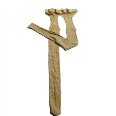 Rhinestone Quartz Four Sides Carved Empty Fishnet Stockings Crotch Free - Fashionner