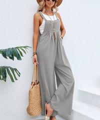 Women Long Bib Pants Overalls Casual Loose Rompers Jumpsuits With Pockets - Fashionner