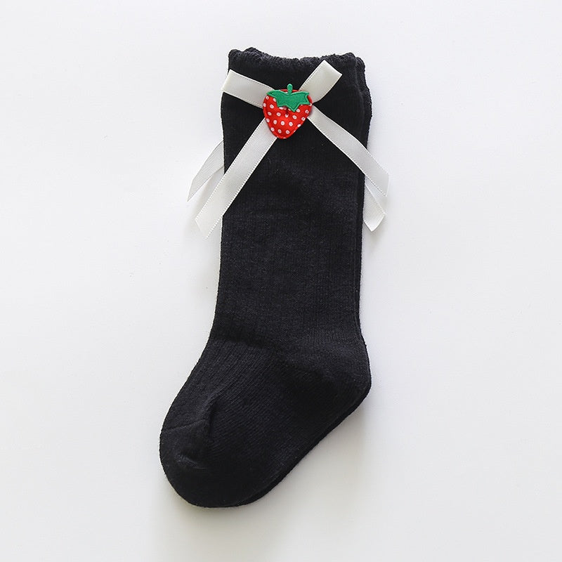 Girls' Stockings Korean Style Ins Bow Baby Princess Socks Long Tube Baby Calf Socks Spring And Autumn Children's Cotton Socks - Fashionner