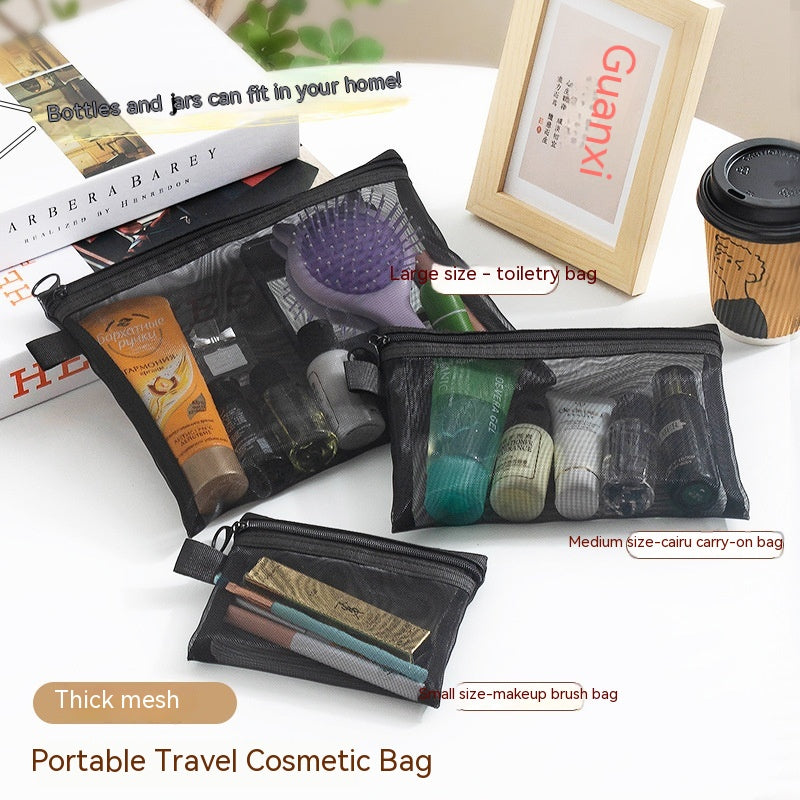 Transparent Mesh Cosmetics Storage Bag - Fashionner
