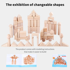 100 Blocks Made of Barrels of Beech Wood Lump Logs Baby Toys for Early Education for Children Building Block Children Puzzle Toy - Fashionner