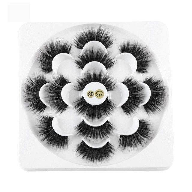 7 Pairs 3D Mink Hair False Eyelashes 25mm Lashes Thick Long Wispy Fluffy Handmade False Eyelashes - Fashionner