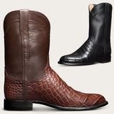 European and American Retro Men's Long Boots With Crocodile Pattern Western Denim Men's Shoes, Size 48 - Fashionner