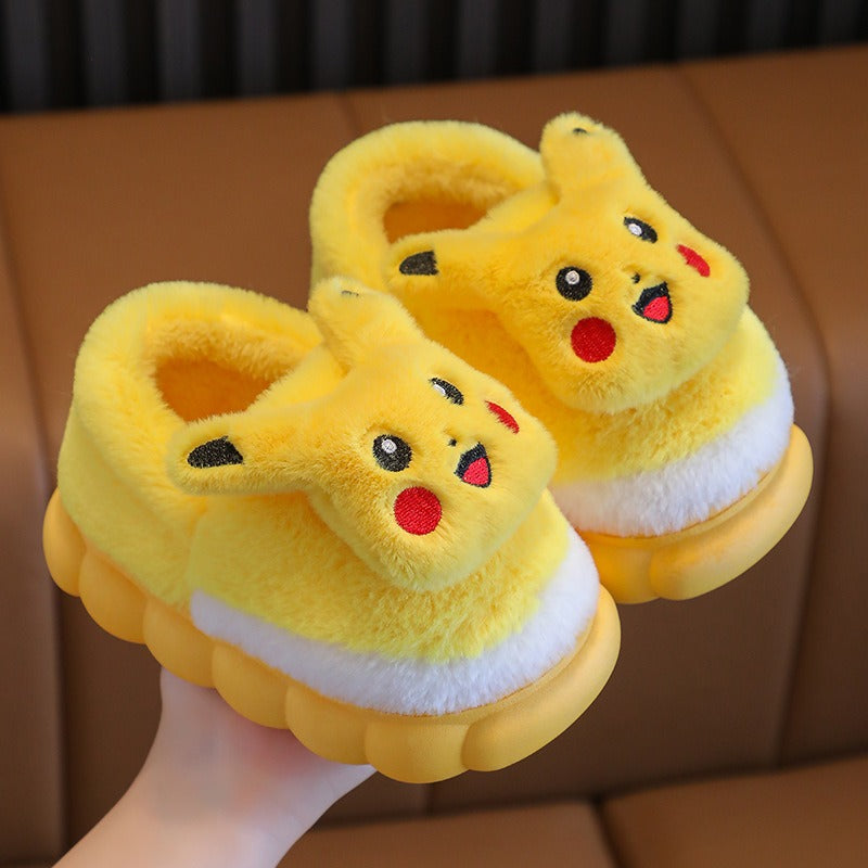 Winter children's cotton slippers, cute cartoon home for girls, warm and non slip indoor and outdoor baby cotton shoes, parent-child shoes, winter - Fashionner
