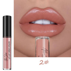 Nude Shiny Liquid Lip Glaze Matte Glitter Shimmer Moisturizing Lip Gloss Long-lasting Lipstick - Fashionner