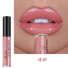 Nude Shiny Liquid Lip Glaze Matte Glitter Shimmer Moisturizing Lip Gloss Long-lasting Lipstick - Fashionner