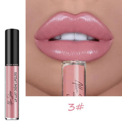 Nude Shiny Liquid Lip Glaze Matte Glitter Shimmer Moisturizing Lip Gloss Long-lasting Lipstick - Fashionner