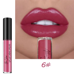 Nude Shiny Liquid Lip Glaze Matte Glitter Shimmer Moisturizing Lip Gloss Long-lasting Lipstick - Fashionner
