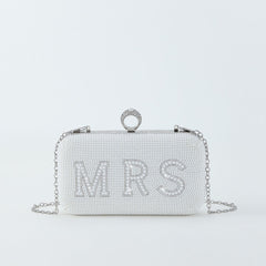 I Do Letter Evening Bags For Women Bridal Clutches Pearl Beading Wedding Party Purse Trendy Designer Chain Shoulder Handbag