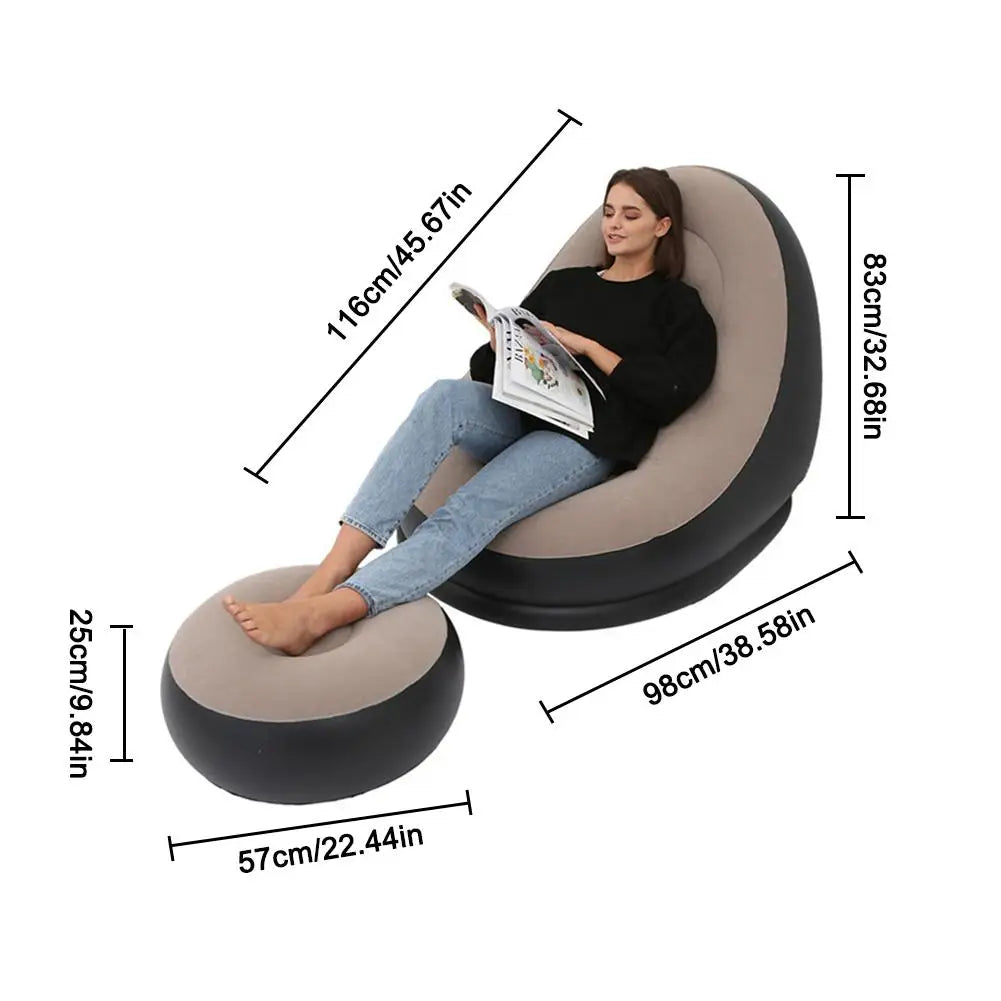 Iatable Air Mattress Lazy Sofa Deck Chair Comfortable Leg Stool Rest Single Beanbag for home and Outdoor Use - Fashionner