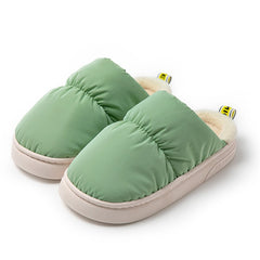 Thick soled cotton slippers for women's new winter cotton candy home with a sense of stepping on feces, indoor waterproof down feather slippers for winter - Fashionner