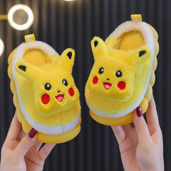Winter children's cotton slippers, cute cartoon home for girls, warm and non slip indoor and outdoor baby cotton shoes, parent-child shoes, winter - Fashionner