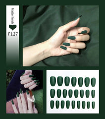 Nail Art Fake Nails Stiletto Tips Clear Press on Long False with Glue Coffin Stick Display Full Cover Artificial Designs Matte - Fashionner