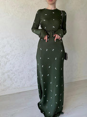Autumn new fashionable temperament long sleeved slim fit ruffled A-line dress long skirt - Fashionner