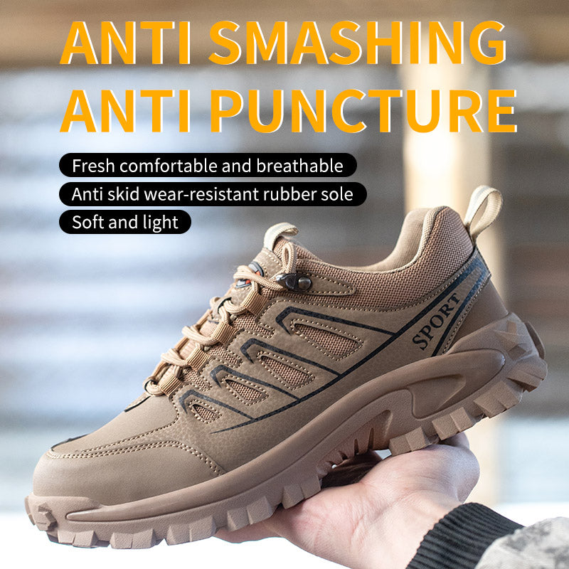 New Shoes Men's Steel Anti Smash And Anti Stab Safety Shoes Thickened Wear Resistant Rubber Soles Breathable Deodorant Site Shoes - Fashionner