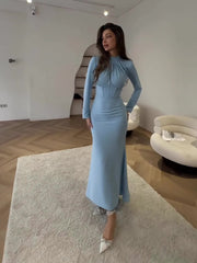 Autumn Fashion Style Long sleeved Rugged Split Irregular Long Dress Women's Dress - Fashionner