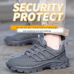 New Shoes Men's Steel Anti Smash And Anti Stab Safety Shoes Thickened Wear Resistant Rubber Soles Breathable Deodorant Site Shoes - Fashionner