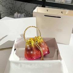 Water bucket bag, colorful drawstring, hot diamond bag, one shoulder crossbody handbag