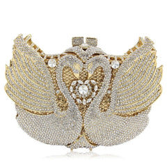 Swan studded diamond dinner bag, banquet dress, full diamond bag