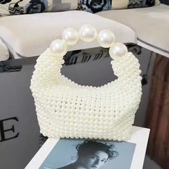 Handwoven dinner bag, beaded bag, large pearl bag, internet celebrity new summer handbag