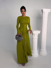 Autumn New Long Dress Style Satin Banquet President's Dress - Fashionner