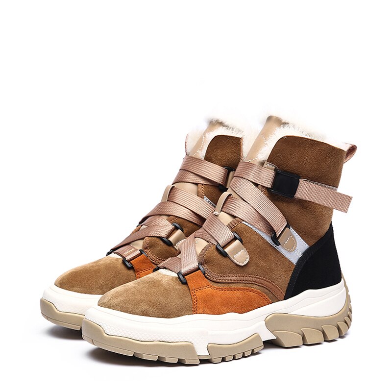 New High Top Multi Color Motorcycle Ankle Sneakers Suede Leather Casual Shoe Platform Wedge Comfortable Luxury Women Winter Boot - Fashionner