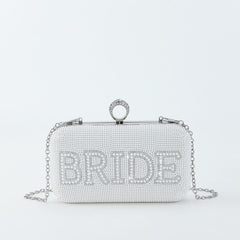 I Do Letter Evening Bags For Women Bridal Clutches Pearl Beading Wedding Party Purse Trendy Designer Chain Shoulder Handbag