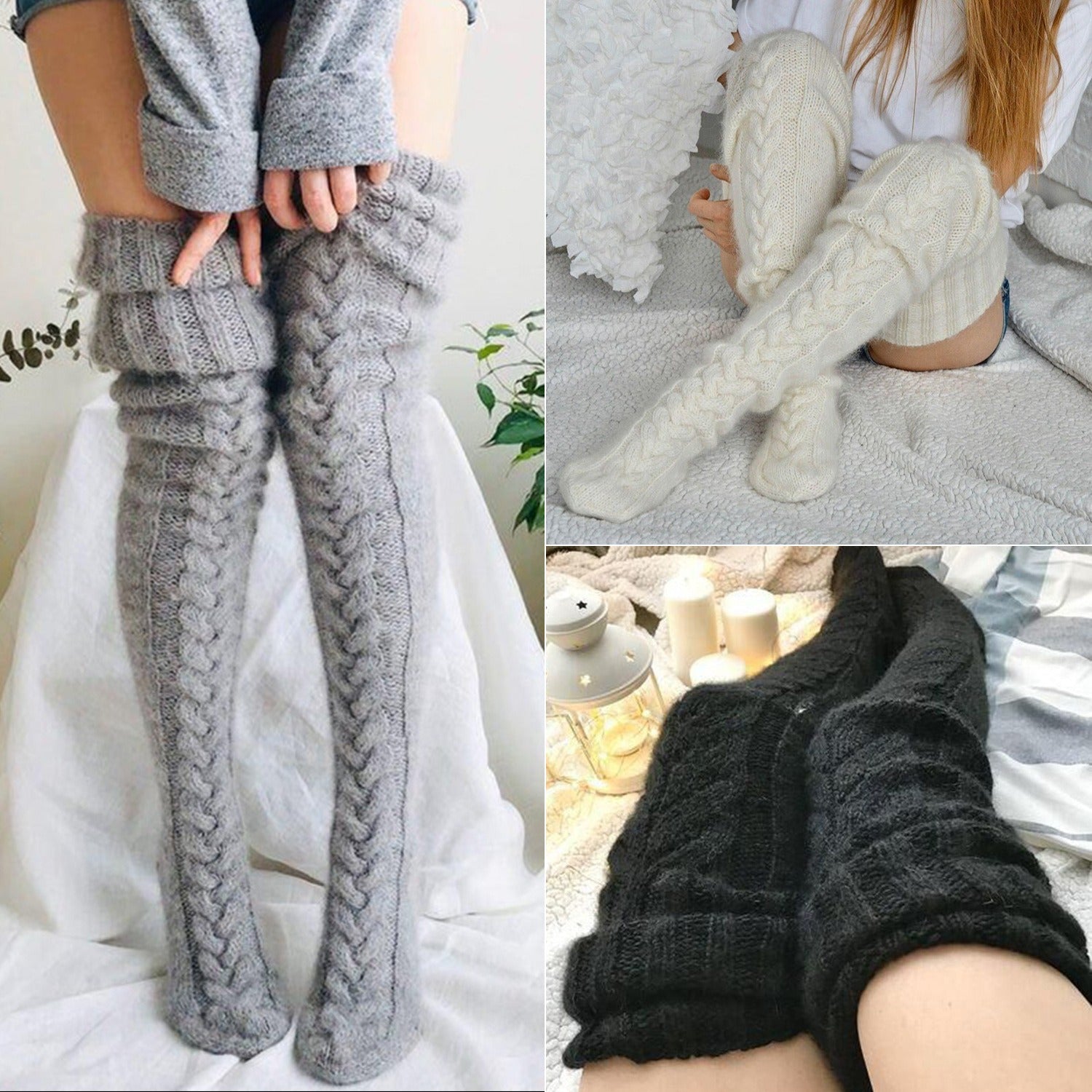 Autumn And Winter Knitting Knee Length Stockings Women's Lengthened Floor Stockings Wool Pile Stockings - Fashionner