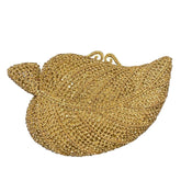 Tree leaf inlaid diamond dinner bag with hollow metal hard box diamond banquet handbag