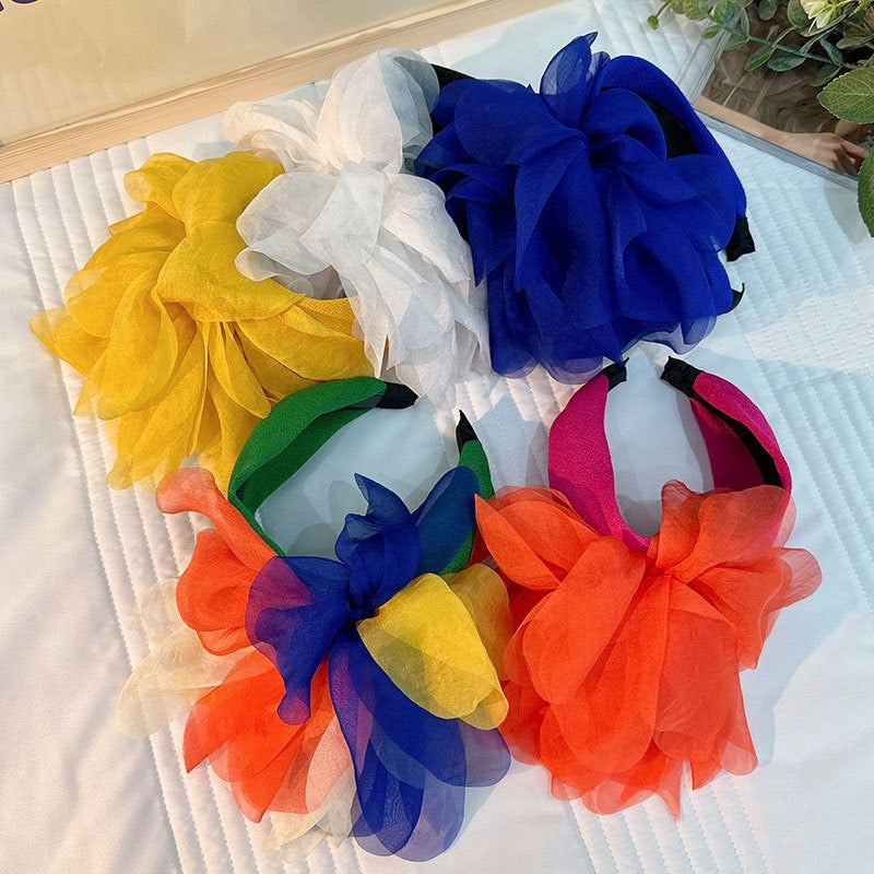Fashion fabric oversized colorful flower fashion headband - Fashionner