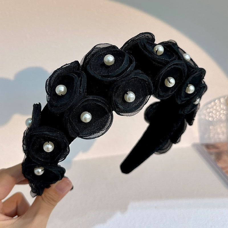 Fashionable fabric pearl flower Hair accessories - Fashionner
