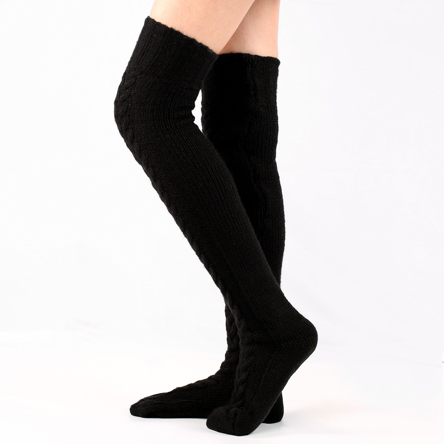 Autumn And Winter Knitting Knee Length Stockings Women's Lengthened Floor Stockings Wool Pile Stockings - Fashionner