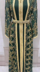 Muslim robe women's embroidered long cardigan two-piece set temperament dress - Fashionner