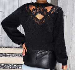 Pattern pattern women's knitted sweater round neck long sleeved pullover sweater for women - Fashionner