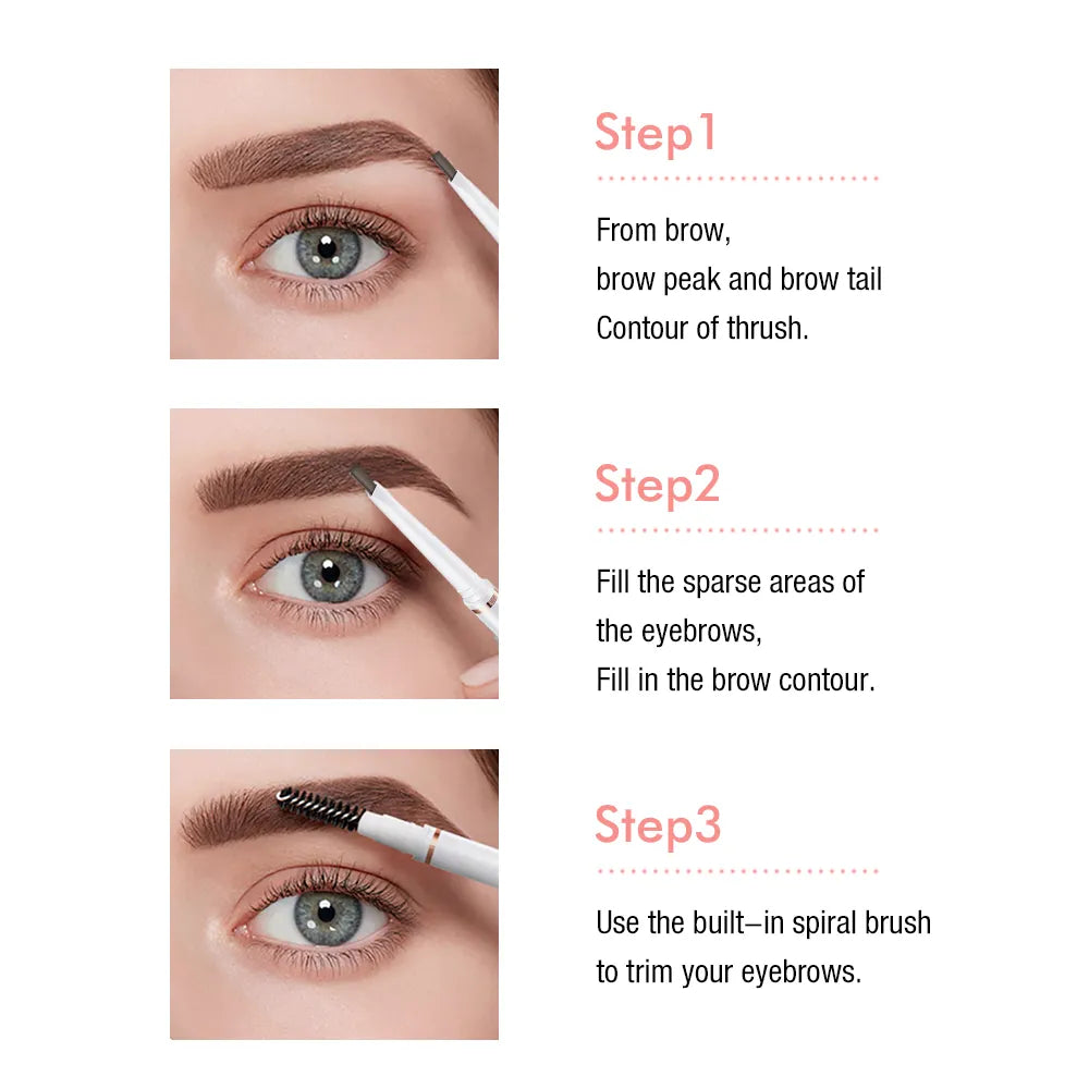 1pc Ultra Slim Triangle Eyebrow Pencil Waterproof Smudge Eyebrows Pen Tattoo Cosmetics Dark Brown Grey Color - Fashionner