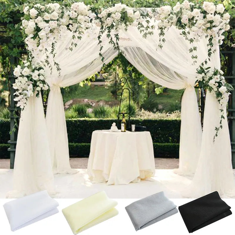 10m X 48cm Wedding Decoration Organza Crystal Sheer DIY Wedding Flowers Arch Tulle Roll Backdrop Hanging Decor Party Supplies - Fashionner