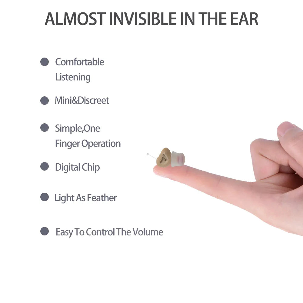 Invisible Hearing Aid Audifonos for Deafness/Elderly Adjustable Mini Sise Inner Ear Hearing Amplifier Best Sound Amplifier - Fashionner