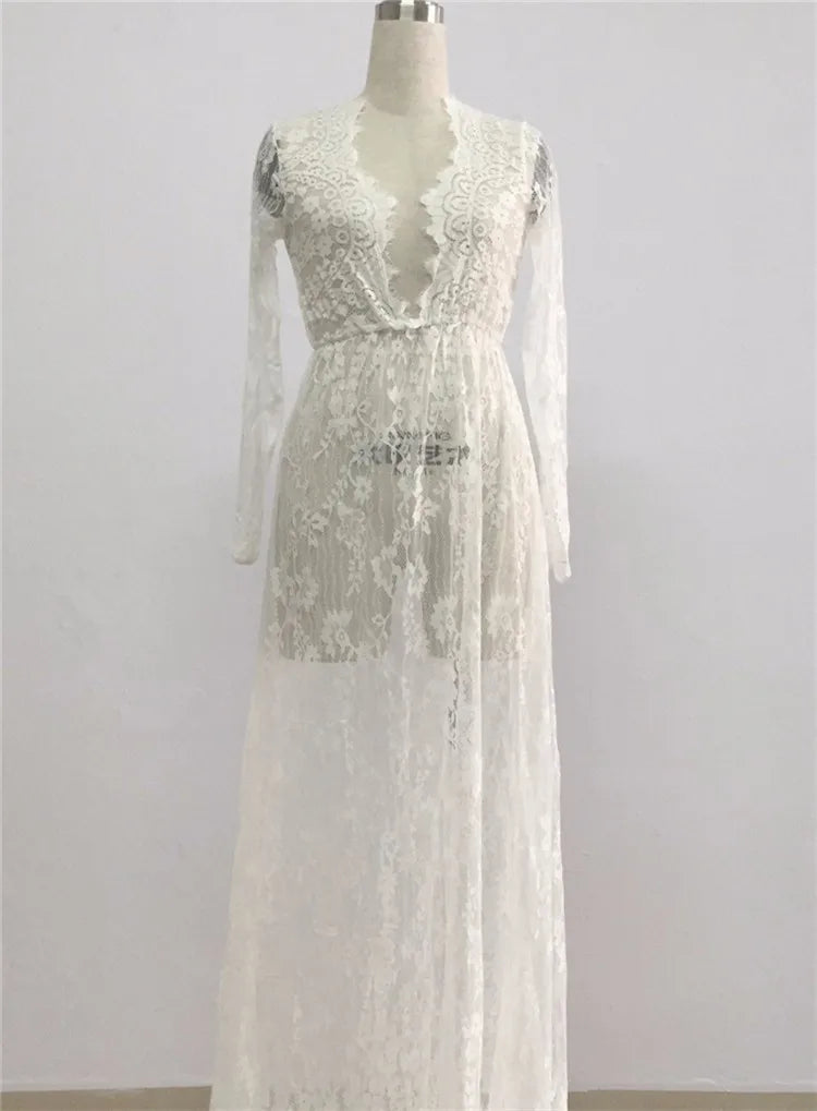 2017 Maternity photography props maxi Pregnancy Clothes Lace Maternity Dress Fancy shooting photo summer pregnant dress S-4XL - Fashionner