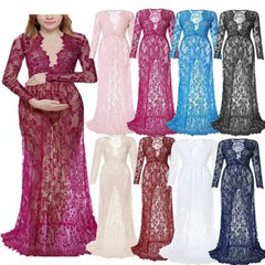 Fashion Maternity Photography Props Maxi Maternity Gown Lace Maternity Dress Fancy Shooting Photo Summer Pregnant Dress Plus - Fashionner