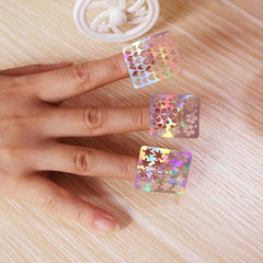 24 Sheets/set Irregular Grid Printed Square sticker Nail Art Hollow Laser Sticker Fashion Women Nail Art Stencil Manicure Tools - Fashionner