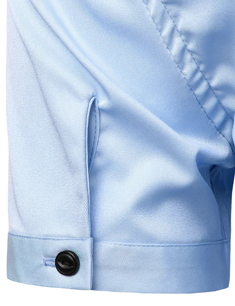 White Mens Bamboo Fiber Dress Shirts Short Sleeve Casual Button Down Shirt Men Non Iron Easy Care Elastic Business Shirt Male - Fashionner