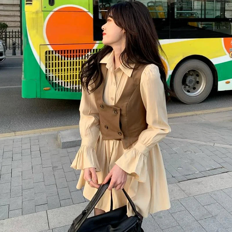 Vests Women Solid Double Breasted Spring Feminine Trendy Sleeveless Crops Vintage Casual Comfortable All-match High Street Mujer - Fashionner