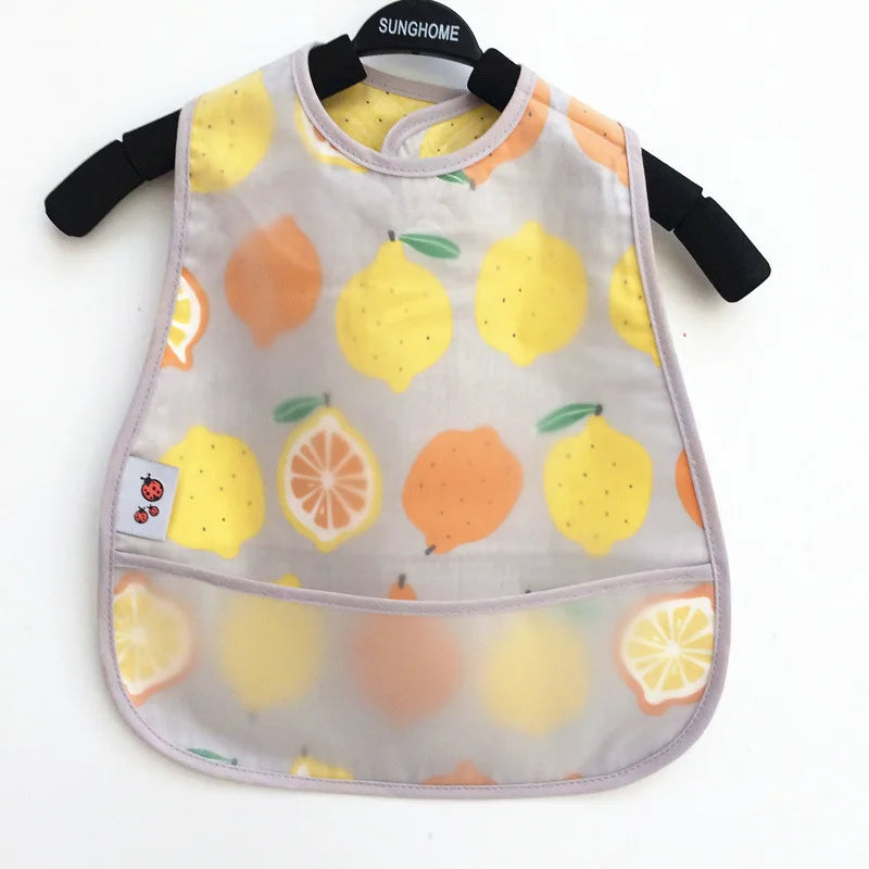 Boys Waterproof Lunch Feeding Apron Cartoon Pattern Cotton Baby Bibs Sleeveless Adjustable Boy Girl Feeding Bibs Apron - Fashionner