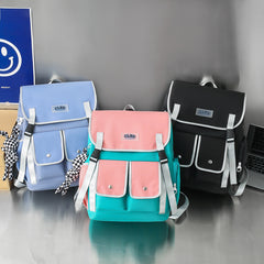 Color Matching Student Schoolbag Korean Style Versatile Large Capacity - Fashionner