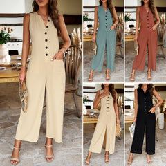 Elegant And Pure Color Jumpsuit With Feminine Temperament - Fashionner