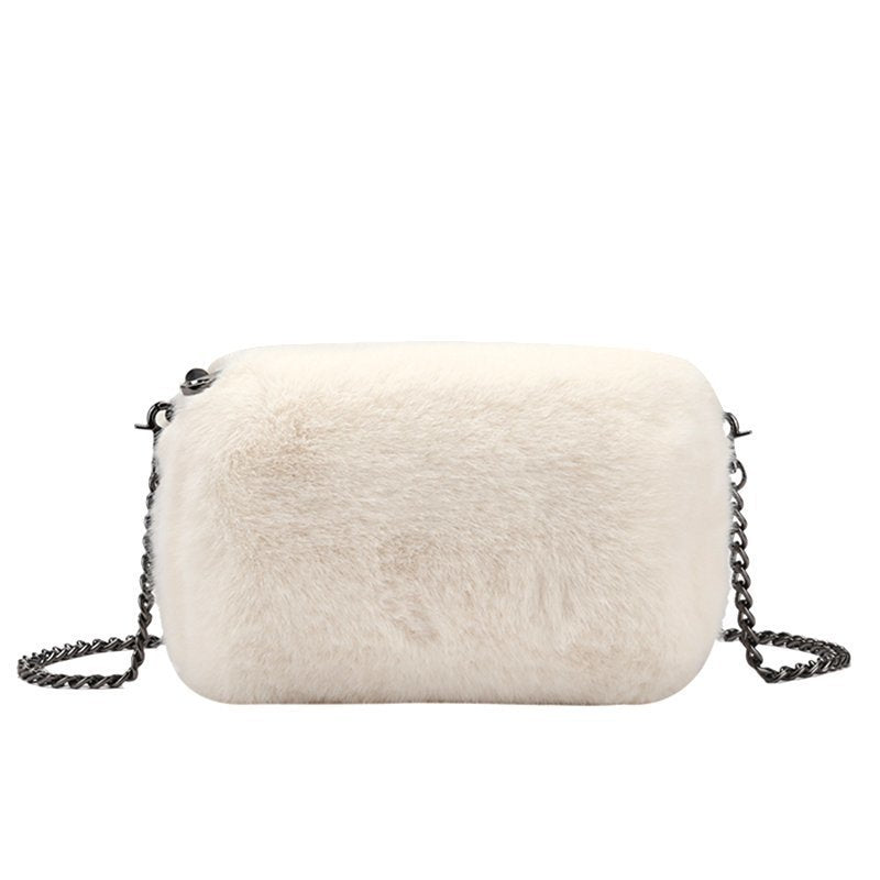 Women's Fashion Plush Chain Shoulder Bag - Fashionner