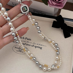 Fashion Jewelry Micro-inlaid Square Dual-wear Double-layer Necklace - Fashionner