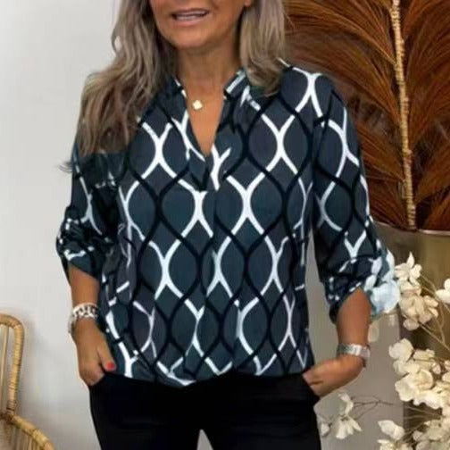 Springsummer Cross-border Hot Geometric Print Shirt - Fashionner