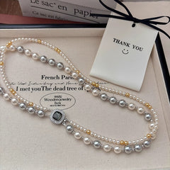 Fashion Jewelry Micro-inlaid Square Dual-wear Double-layer Necklace - Fashionner